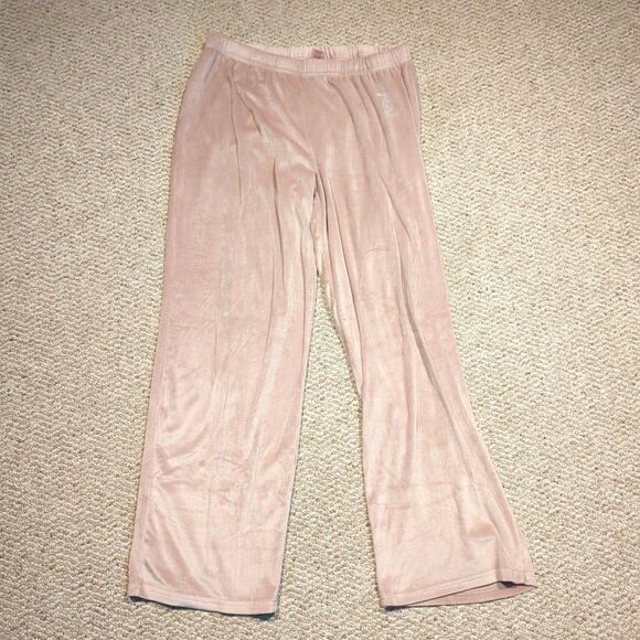 Juicy Couture Sweatpants Sleepwear Womens XL Pink Rhinestone Velour Lounge - Picture 1 of 7